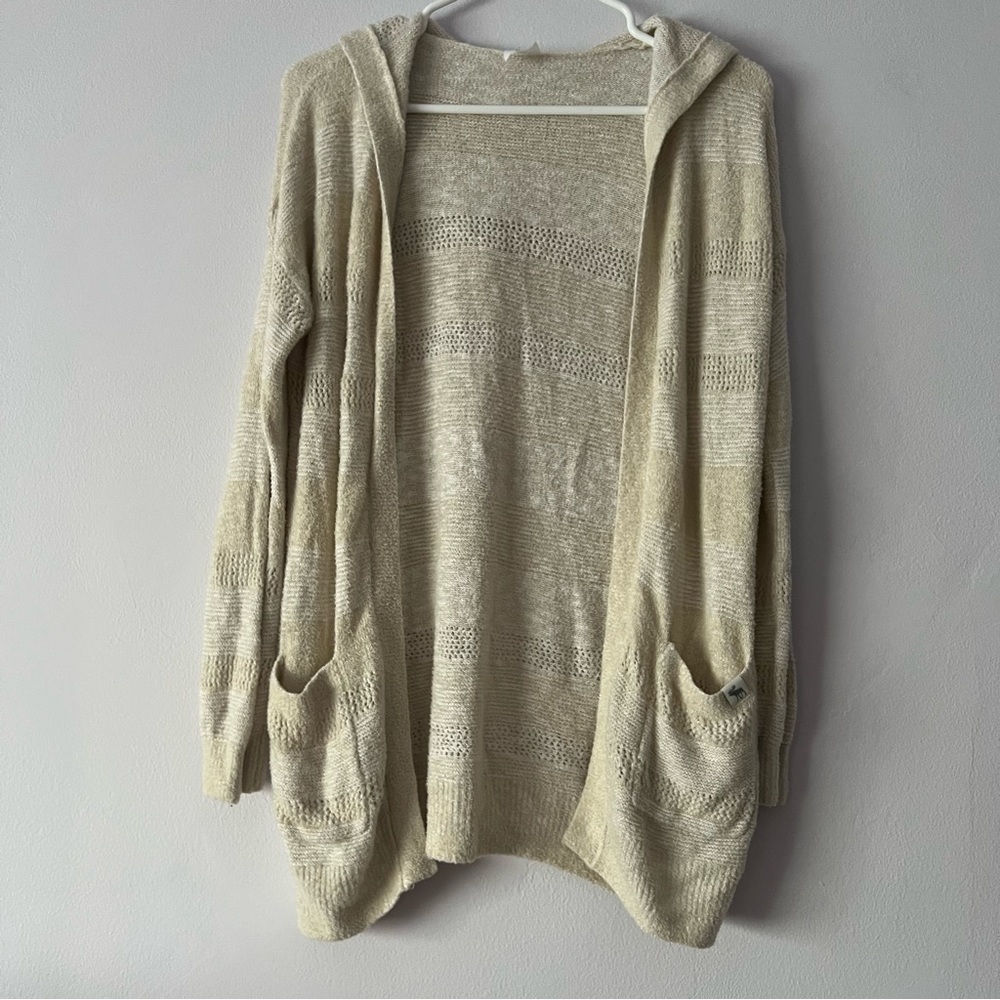 Abercrombie Kids Cream Tan Striped Cardigan 11/12